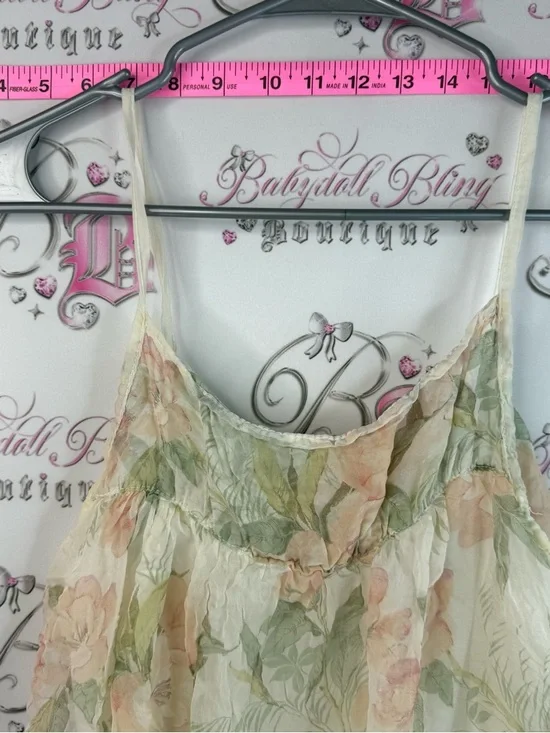 Tank top Italy dual Floral Chiffon Spaghetti Strap Tank Top - Soft Pastel Blooms - Picture 6 of 10